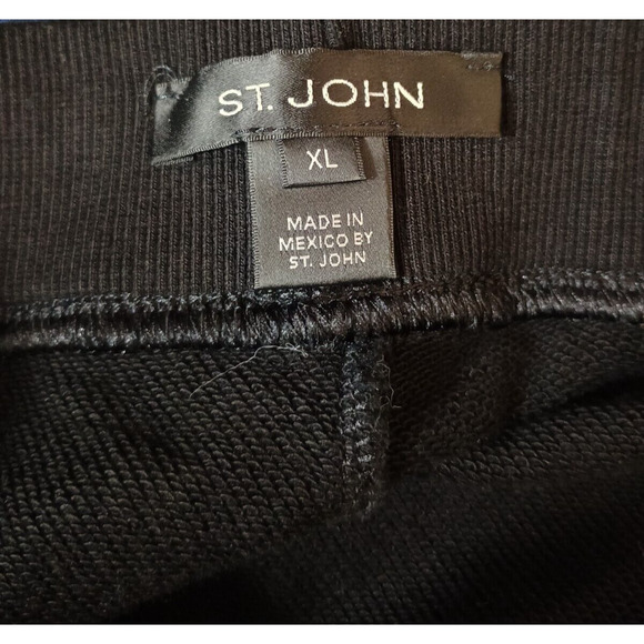 St. John Pants Womens XL Black Drawstring Embellished Casual Minimal Sweatpants - Picture 3 of 10